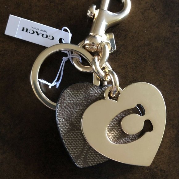 NWT! COACH SIGNATURE HEART KEYCHAIN CHARM FOB - Picture 3 of 7